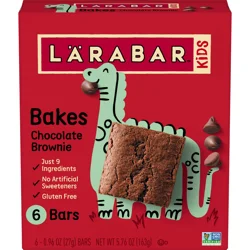 LÄRABAR Kids Chocolate Brownie Gluten Free Bars, 0.96 oz bars, 6 ct