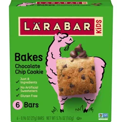 LÄRABAR Kids, Bakes Chocolate Chip Cookie, Gluten Free Snack Bars, 6 Ct, 5.76 oz