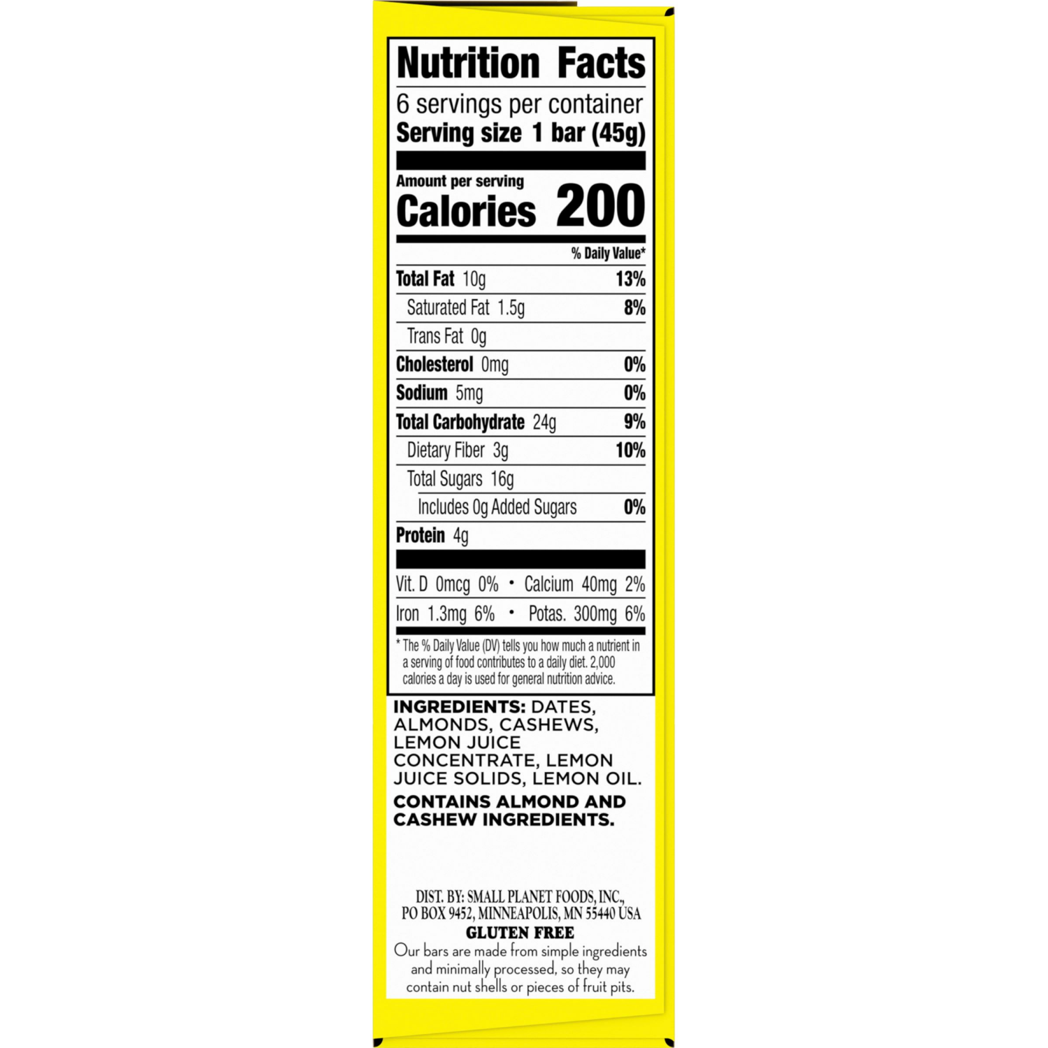 slide 4 of 6, LÄRABAR Lemon Bar, Gluten Free Vegan Fruit & Nut Bar, 1.6 oz Bars, 6 Ct, 6 ct