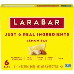 LÄRABAR Lemon Bar, Gluten Free Vegan Fruit & Nut Bar, 1.6 oz Bars, 6 Ct