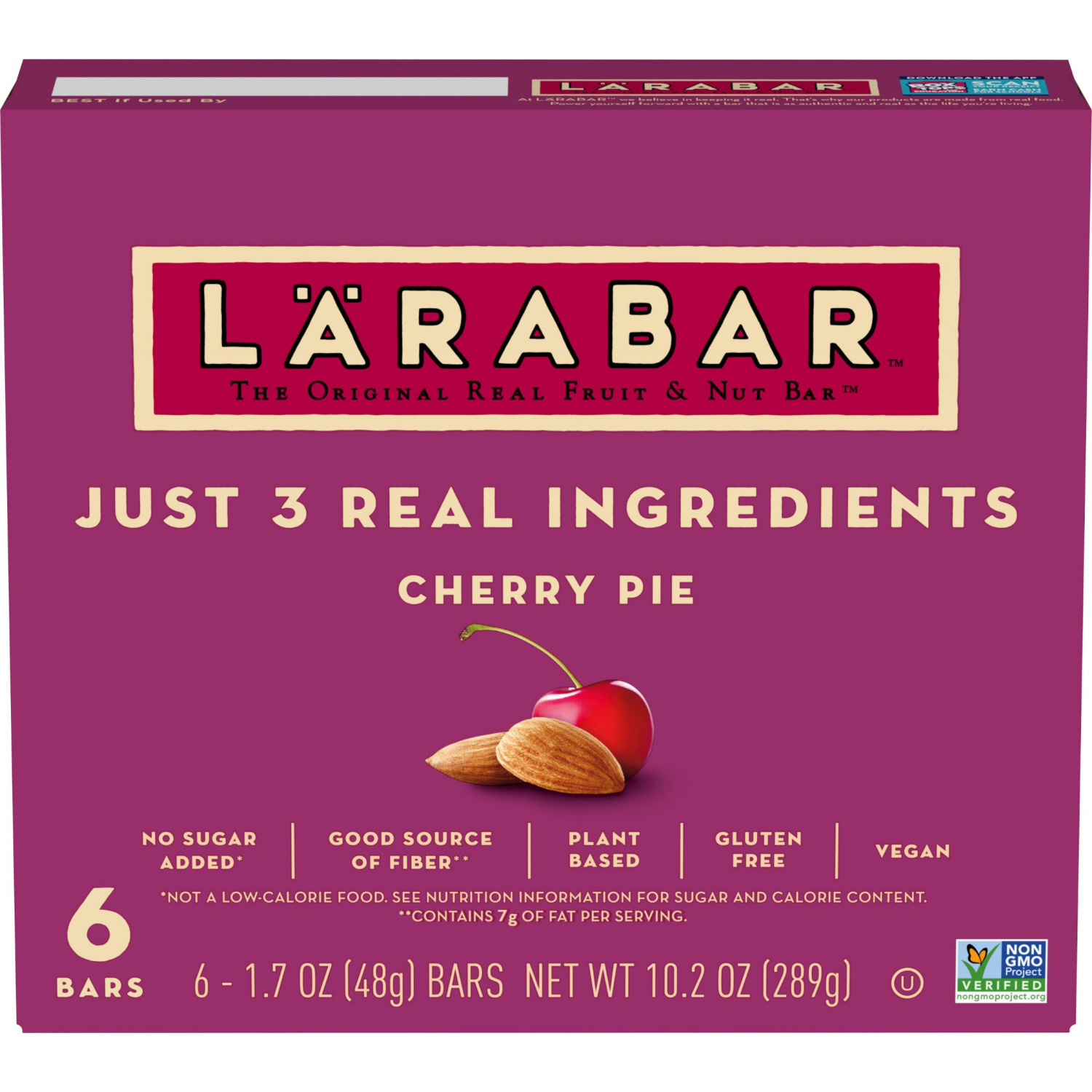slide 1 of 5, LÄRABAR Cherry Pie, Gluten Free Vegan Fruit & Nut Bars, 1.7 oz bars, 6 ct, 6 ct