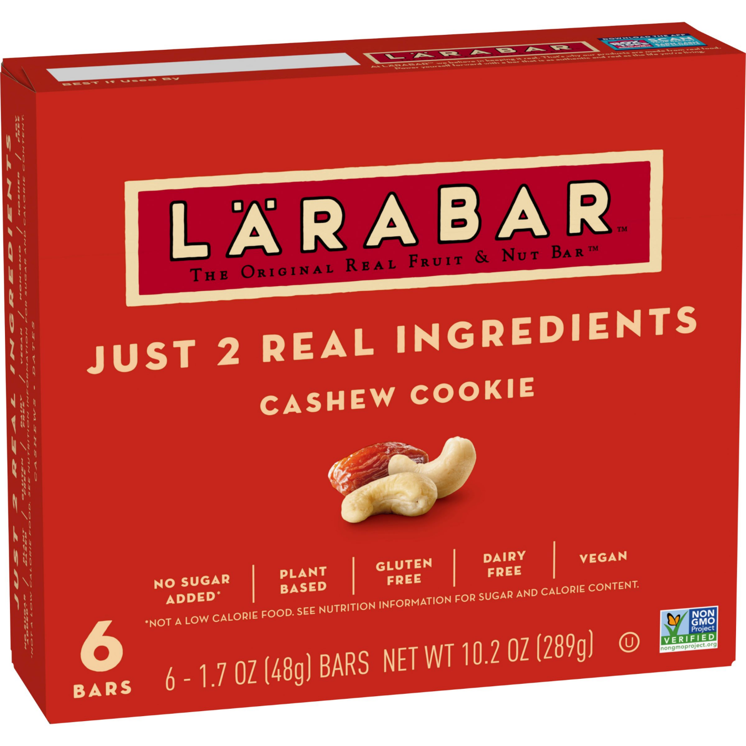 slide 5 of 6, LÄRABAR Cashew Cookie, Gluten Free Vegan Fruit & Nut Bar, 1.7 oz Bars, 6 Ct, 6 ct