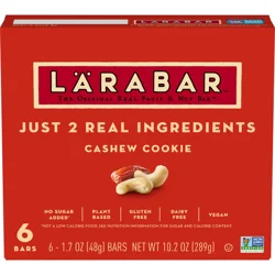 LÄRABAR Cashew Cookie, Gluten Free Vegan Fruit & Nut Bar, 1.7 oz Bars, 6 Ct