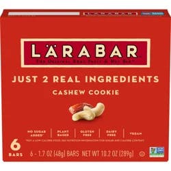 LÄRABAR Cashew Cookie, Gluten Free Vegan Fruit & Nut Bar, 1.7 oz Bars, 6 Ct