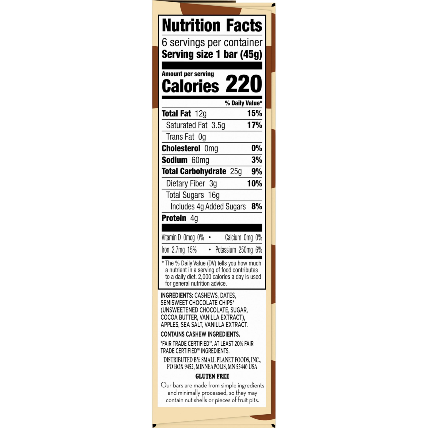 slide 4 of 6, LÄRABAR Chocolate Chip Cookie Dough, Gluten Free Vegan Fruit Nut Bars, 6 ct, 6 ct