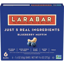 LÄRABAR Blueberry Muffin, Gluten Free Vegan Fruit & Nut Bars, 6 ct