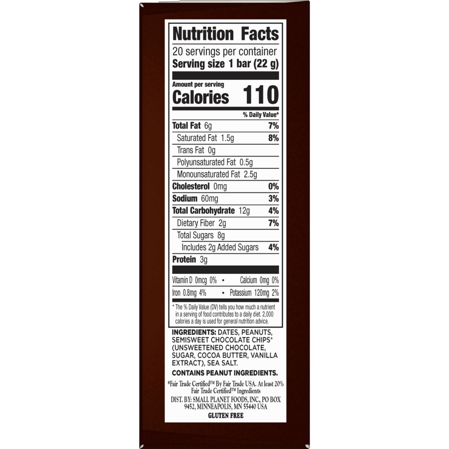 slide 2 of 6, LÄRABAR Peanut Butter Chocolate Chip Mini Bars, Gluten Free Vegan, 20 ct, 15.6 oz