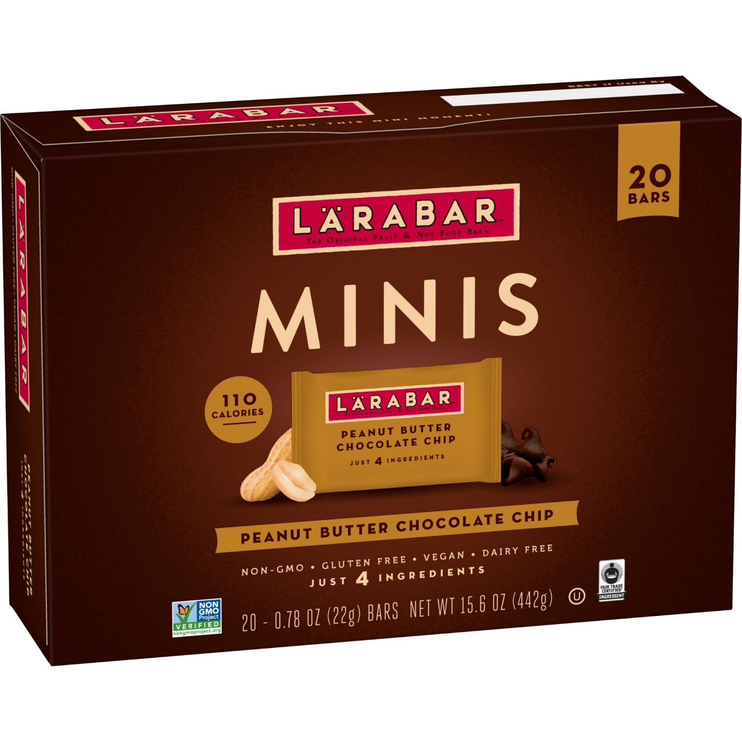 slide 5 of 6, LÄRABAR Peanut Butter Chocolate Chip Mini Bars, Gluten Free Vegan, 20 ct, 15.6 oz