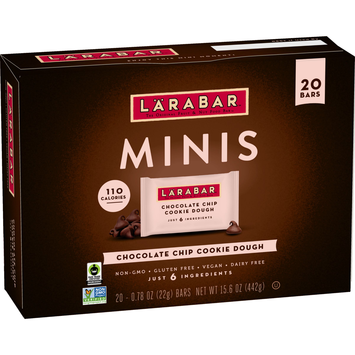 slide 6 of 8, LÄRABAR Chocolate Chip Cookie Dough Mini Bars, Gluten Free Vegan Bar, 20 ct, 20 ct