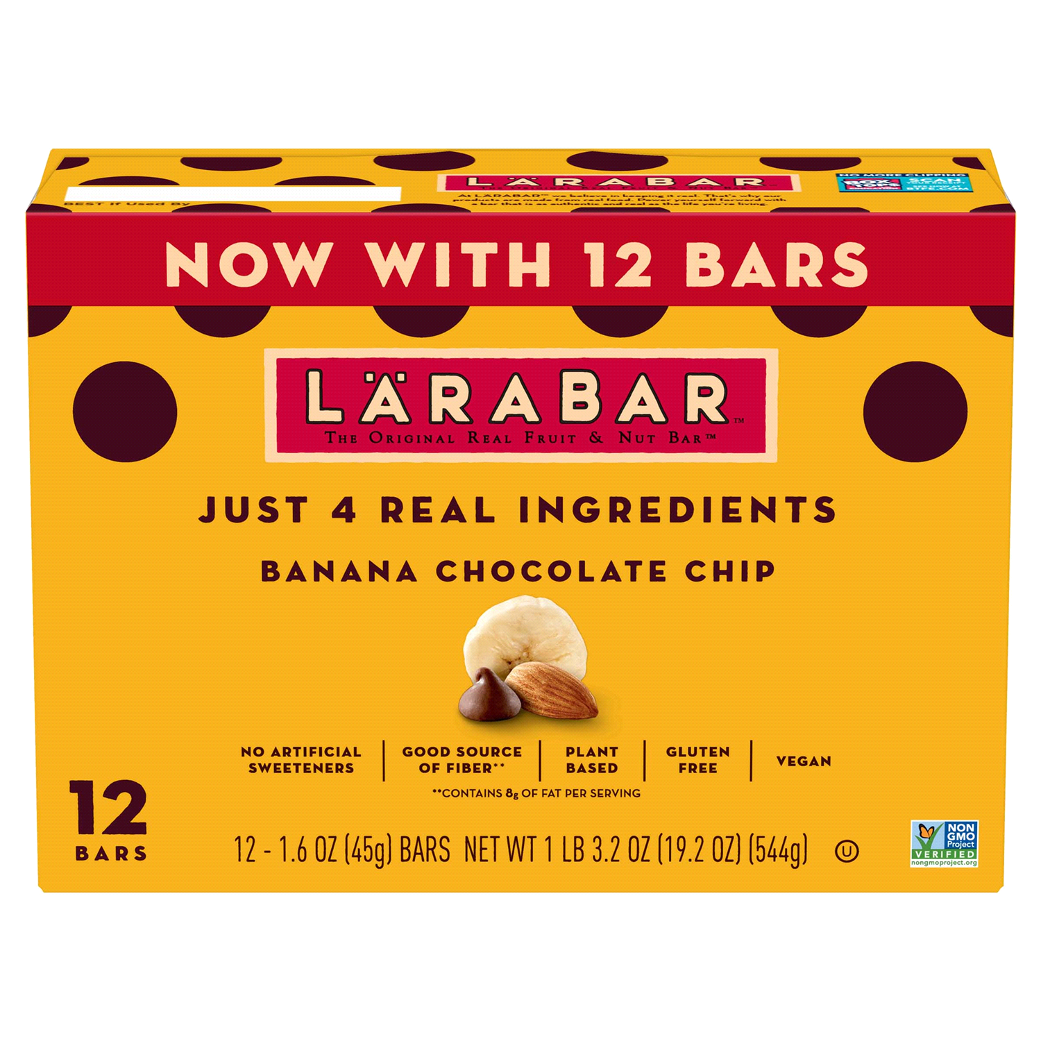 slide 1 of 2, LÄRABAR Banana Chocolate Chip, Gluten Free Vegan Fruit & Nut Bars, 12 ct, 12