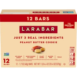 LÄRABAR Peanut Butter Cookie, Gluten Free Vegan Fruit & Nut Bars, 12 ct