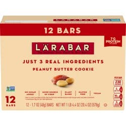 LÄRABAR Peanut Butter Cookie, Gluten Free Vegan Fruit & Nut Bars, 12 ct