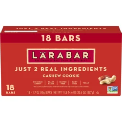LÄRABAR Cashew Cookie, Gluten Free Vegan Fruit & Nut Bars, 1.7 oz, 18 ct
