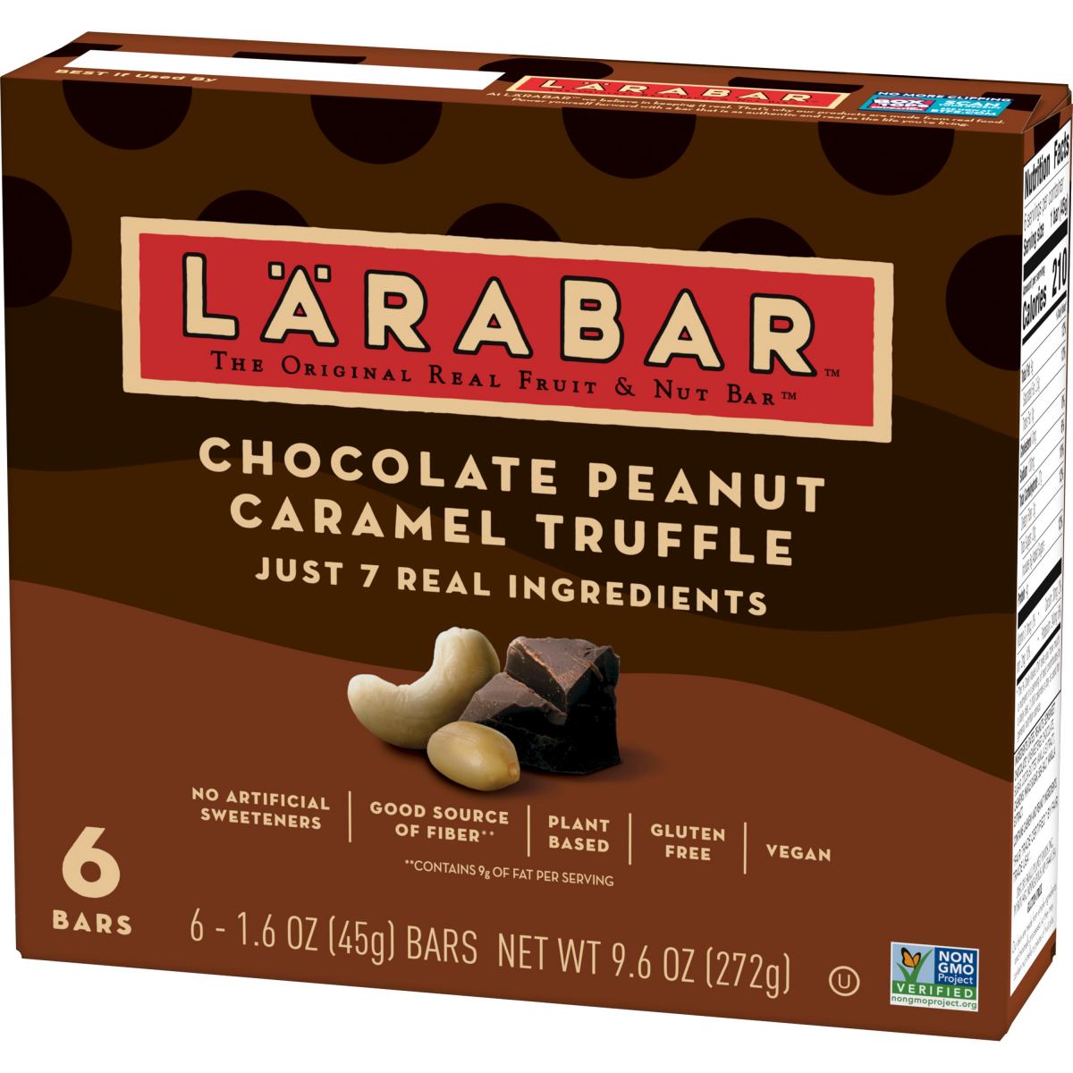 slide 4 of 6, LÄRABAR Chocolate Peanut Caramel Truffle, Gluten Free Vegan Bars, 6 ct, 6 ct