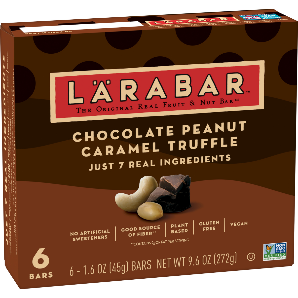 slide 5 of 6, LÄRABAR Chocolate Peanut Caramel Truffle, Gluten Free Vegan Bars, 6 ct, 6 ct