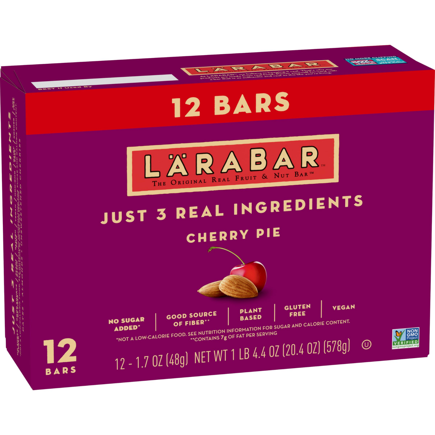 slide 5 of 7, LÄRABAR Cherry Pie, Gluten Free Vegan Fruit & Nut Bars, 1.6 oz bars, 12 ct, 12 ct