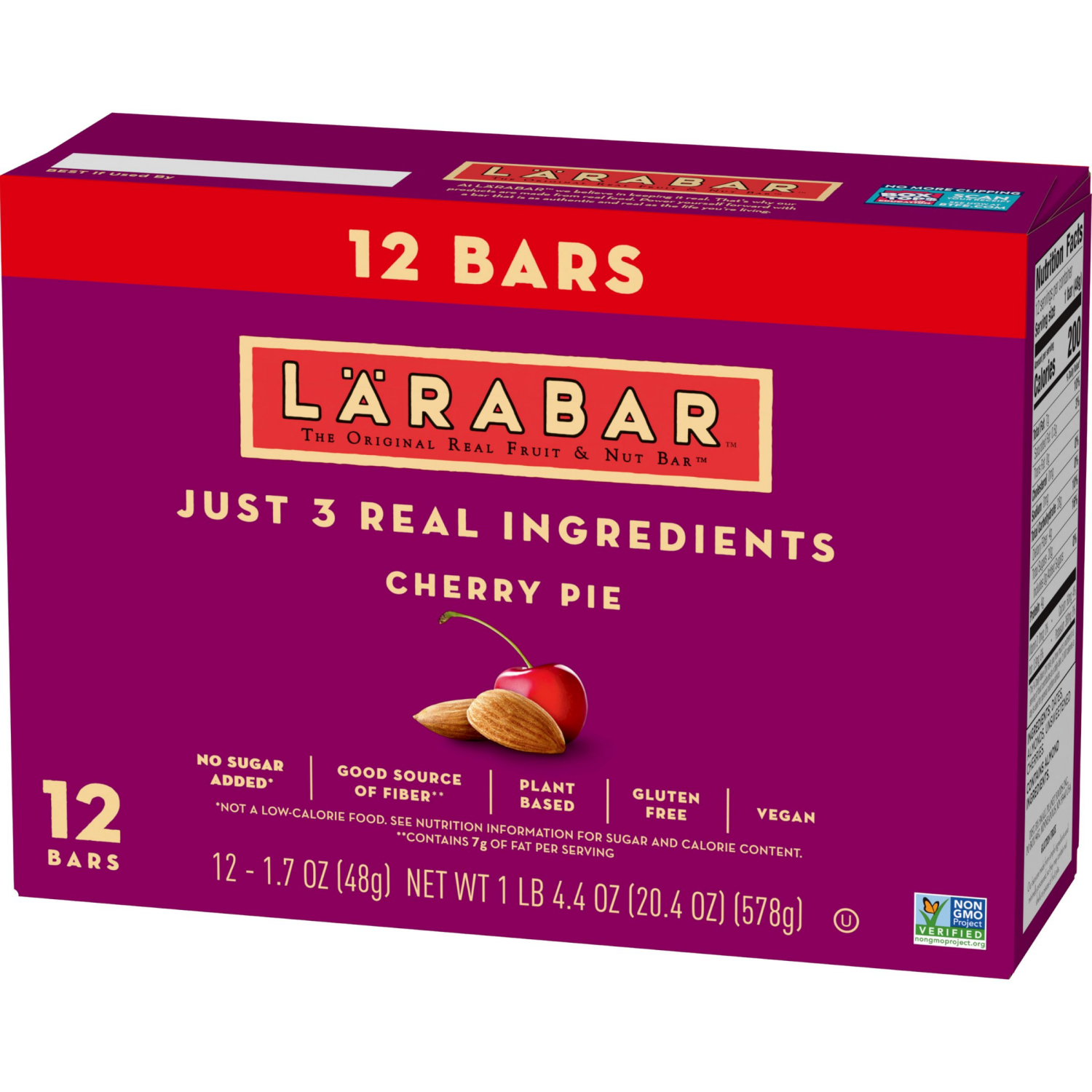 slide 6 of 7, LÄRABAR Cherry Pie, Gluten Free Vegan Fruit & Nut Bars, 1.6 oz bars, 12 ct, 12 ct