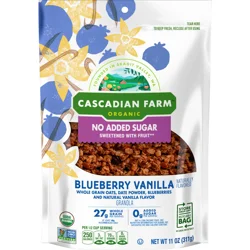 Cascadian Farm Organic Granola, No Added Sugar, Blueberry Vanilla Cereal, Resealable Pouch, 11 oz