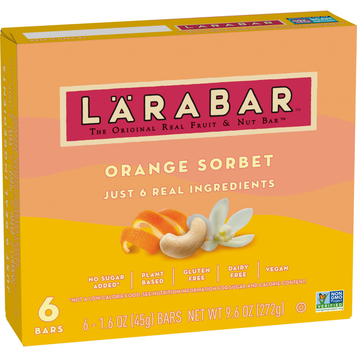 slide 1 of 3, LÄRABAR Orange Sorbet Mini Bars, Gluten Free Vegan, 6 ct, 6 ct
