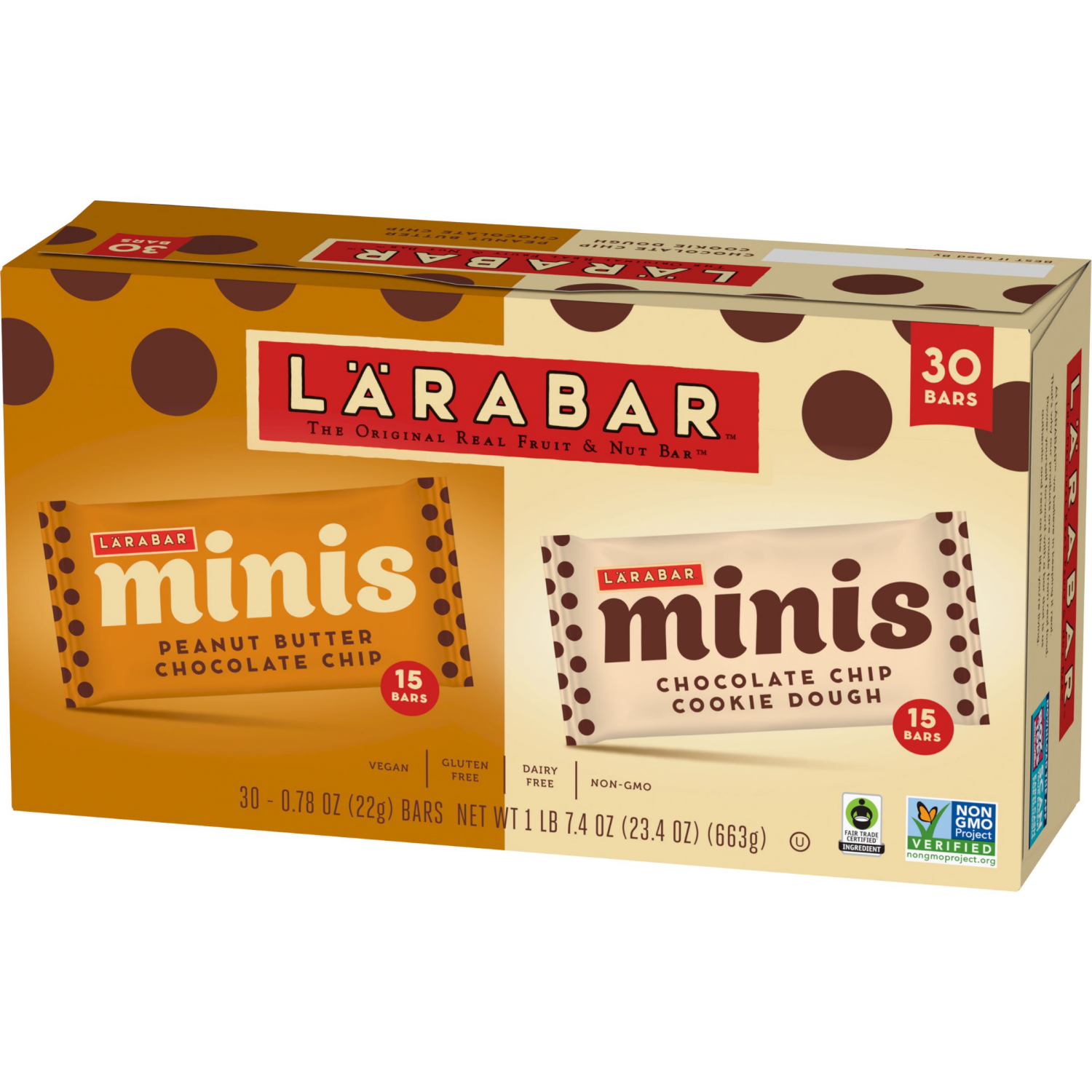 slide 2 of 4, LÄRABAR Chocolate Mini Bars Variety Pack, Gluten Free Vegan Fruit & Nut Bars, 30 ct, 18 ct