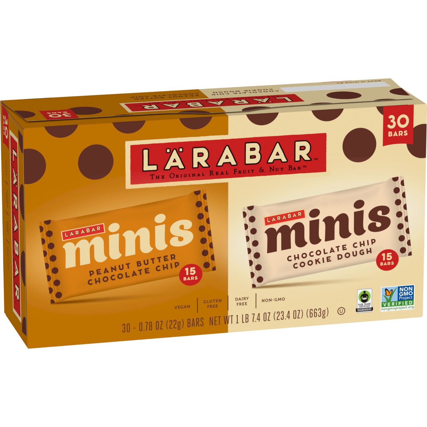 slide 3 of 4, LÄRABAR Chocolate Mini Bars Variety Pack, Gluten Free Vegan Fruit & Nut Bars, 30 ct, 18 ct