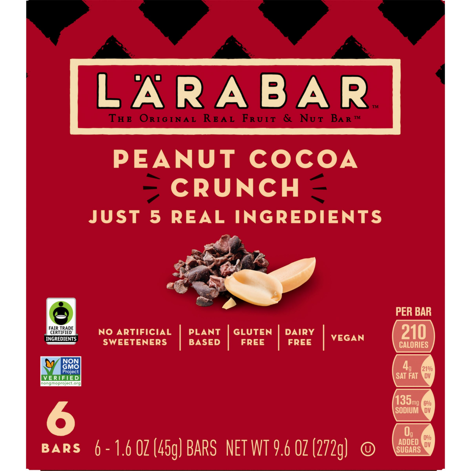 slide 2 of 4, LÄRABAR Peanut Cocoa Crunch Fruit and Nut Bars 6 Count, 9.6 OZ, 9.6 oz, 6 ct