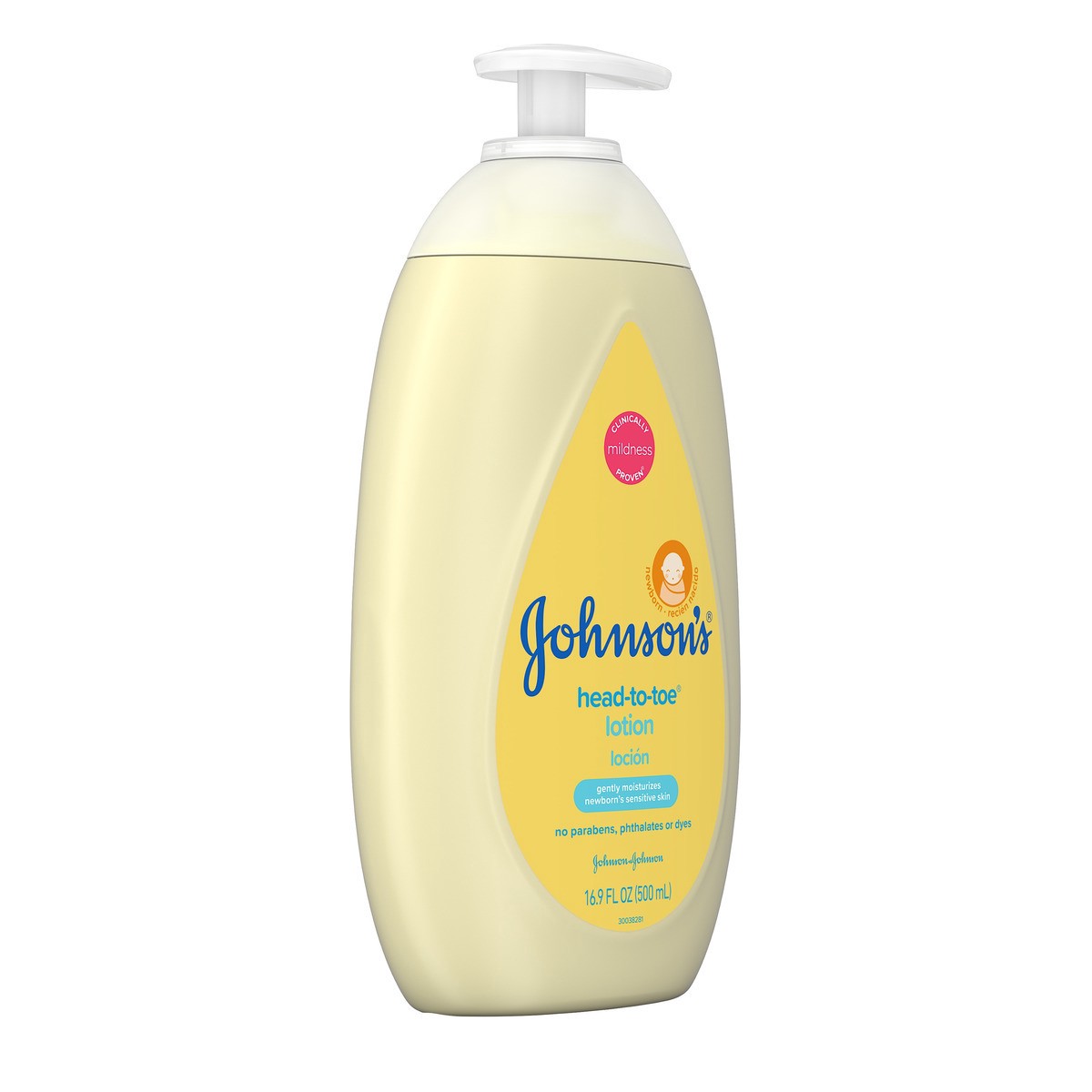 slide 3 of 8, Johnson's Head-to-Toe Moisturizing Baby Body Lotion for Sensitive Skin, Hypoallergenic and Paraben-, Phthalate- and Dye-Free Baby Skin Care, 16.9 fl. oz, 16.9 fl oz