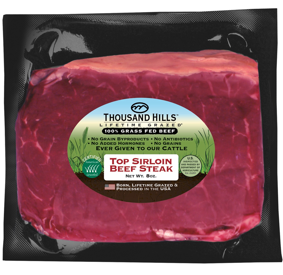 slide 1 of 1, Thousand Hills Grass Top Sirloin Steak, 8 oz