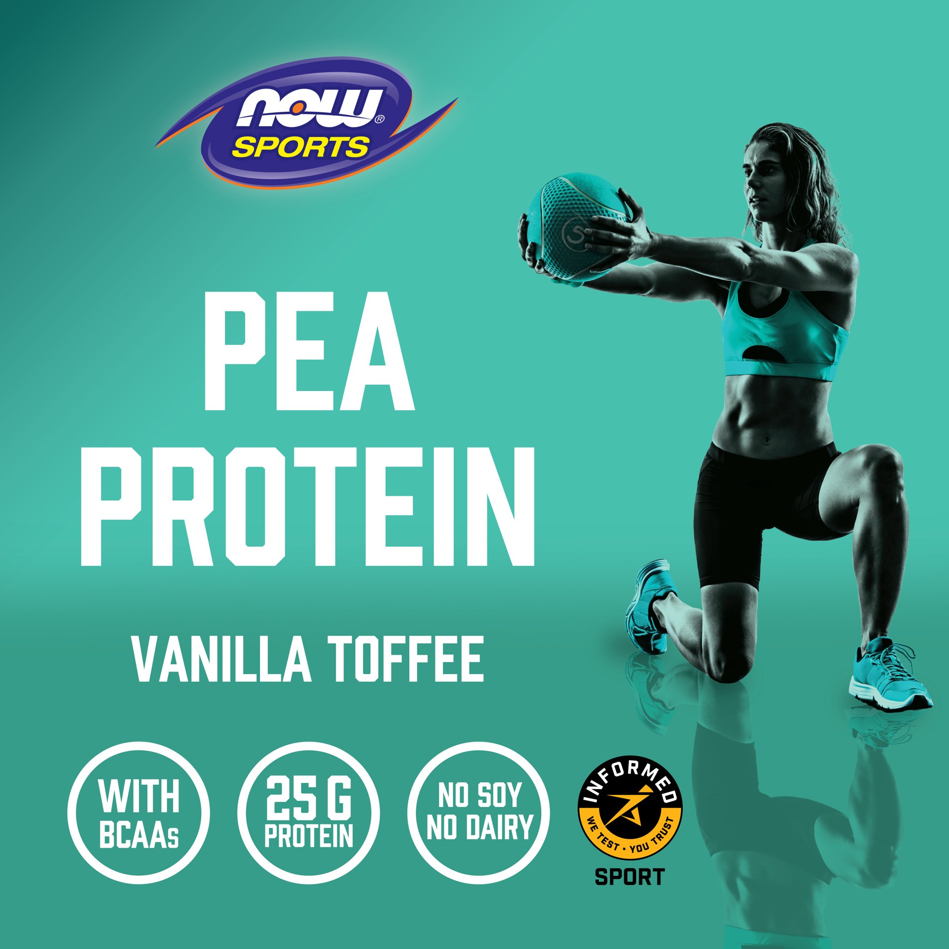 slide 2 of 5, NOW Pea Protein, Vanilla Toffee Powder - 2 lbs., 2 lb