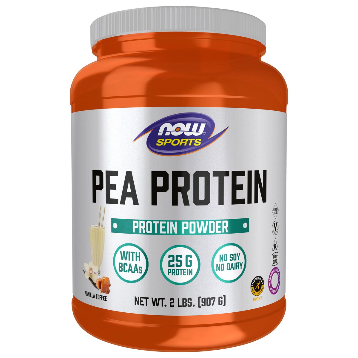 slide 1 of 5, NOW Pea Protein, Vanilla Toffee Powder - 2 lbs., 2 lb