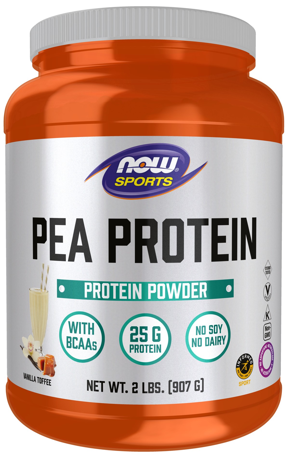 slide 1 of 5, NOW Sports Pea Protein, Vanilla Toffee Powder - 2 lbs., 2 lb