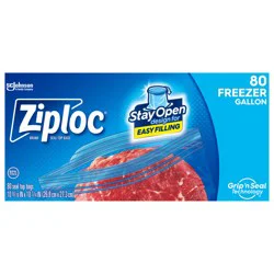 Ziploc Brand Gallon Freezer Storage Bags, Stay Open Design, Easy to Fill, 80 count