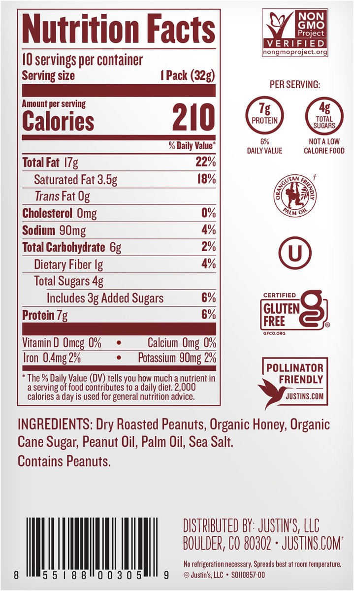 slide 9 of 13, Justin's Honey Peanut Butter, 10 ct