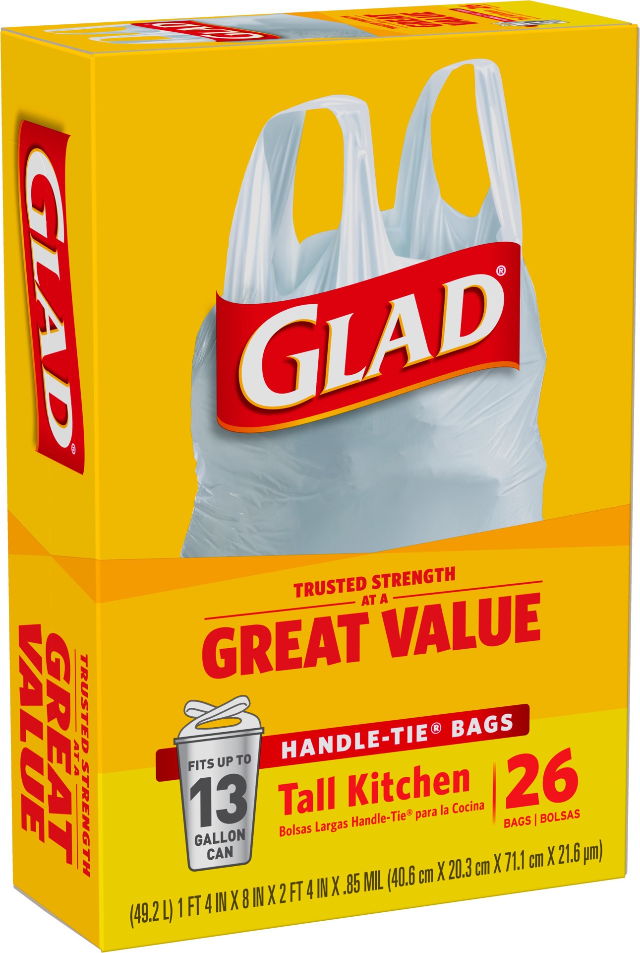 slide 2 of 5, Glad Handle-Tie Kitchen Bags Tall, 26 ct