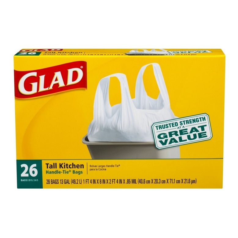 slide 1 of 1, Glad Handle-Tie Kitchen Bags Tall, 16 ct; 13 gal