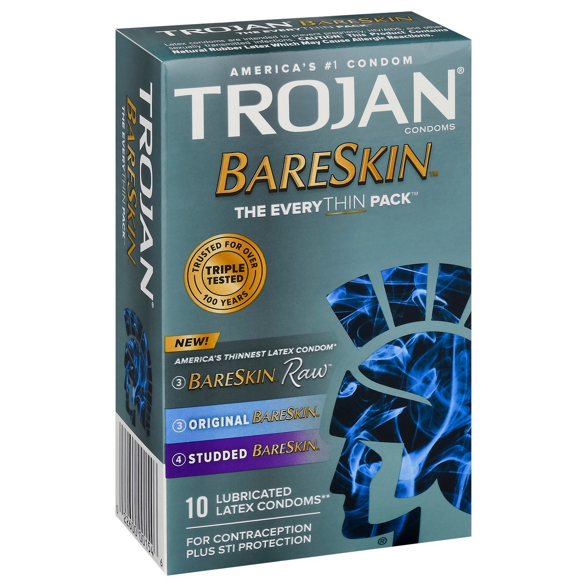 slide 6 of 9, Trojan BareSkin Raw/Original/Studded Lubricated Latex Condoms 10 ea, 10 ct