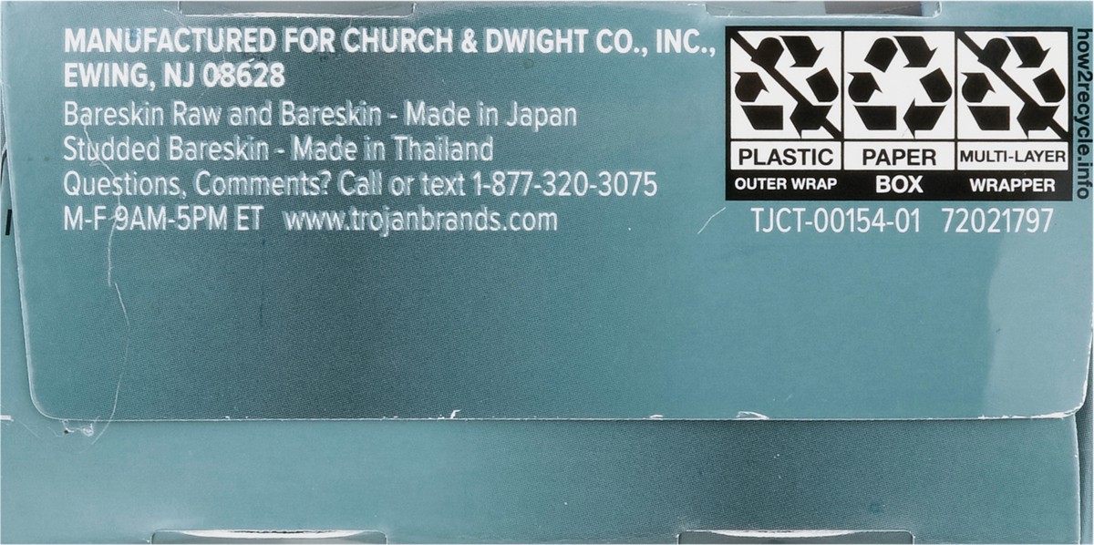 slide 5 of 9, Trojan BareSkin Raw/Original/Studded Lubricated Latex Condoms 10 ea, 10 ct