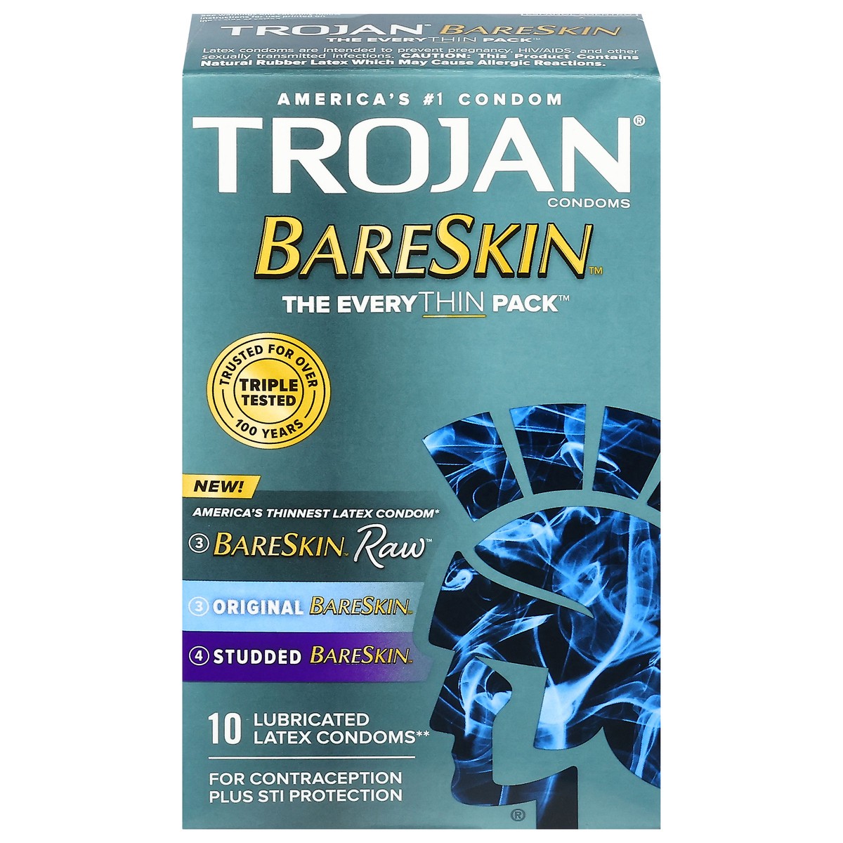 slide 1 of 9, Trojan BareSkin Raw/Original/Studded Lubricated Latex Condoms 10 ea, 10 ct