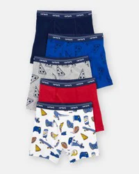 Carter's Toddler Boy 5-Pack Print Boxer Brief Underwear - Blue/Navy/White/Red Multi 2-3