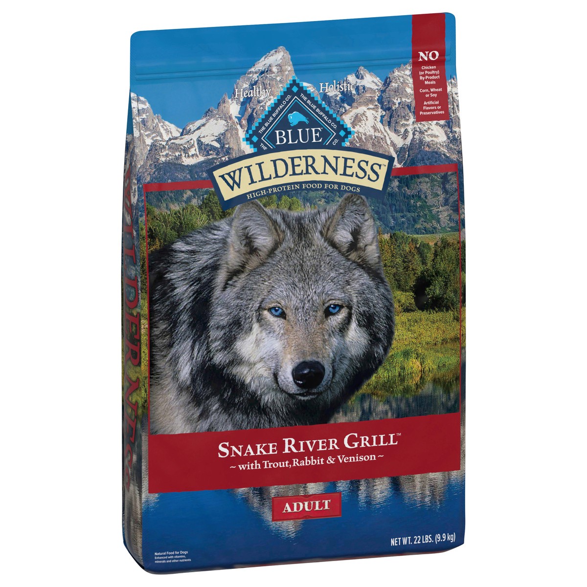 slide 6 of 12, Blue Buffalo Wilderness Snake River Grill High Protein, Natural Dry Dog Food with Trout, Venison & Rabbit 22-lb, 22 lb