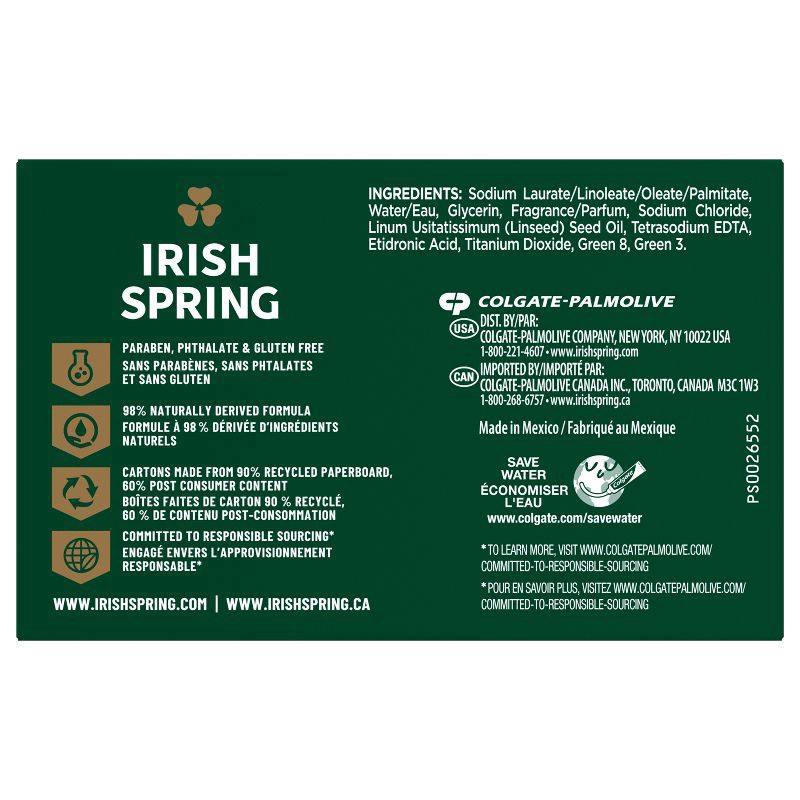 slide 6 of 8, Irish Spring Original Mens Deodorant Bar Soap for Body and Hands - Washes Away Bacteria, 6 ct