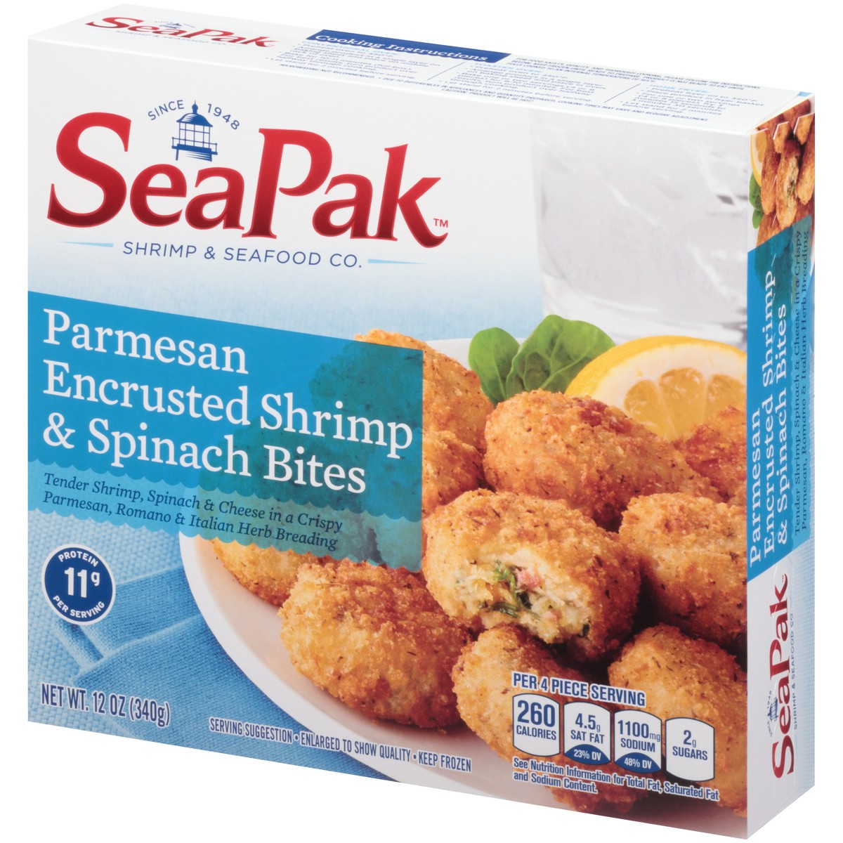 slide 2 of 14, SeaPak Parmesan Encrusted Shrimp & Spinach Bites 12 oz. Pack, 12 oz