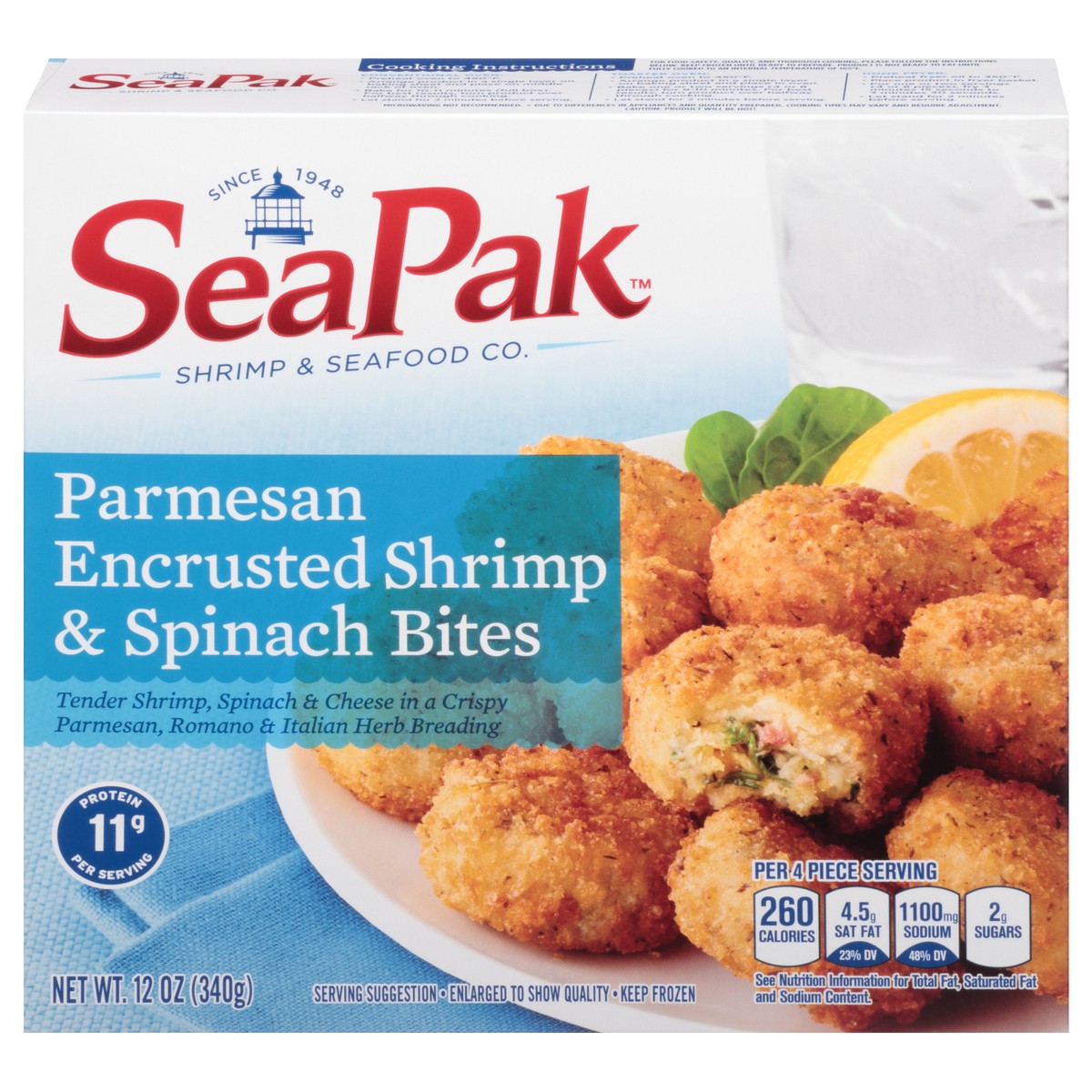 slide 3 of 14, SeaPak Parmesan Encrusted Shrimp & Spinach Bites 12 oz. Pack, 12 oz