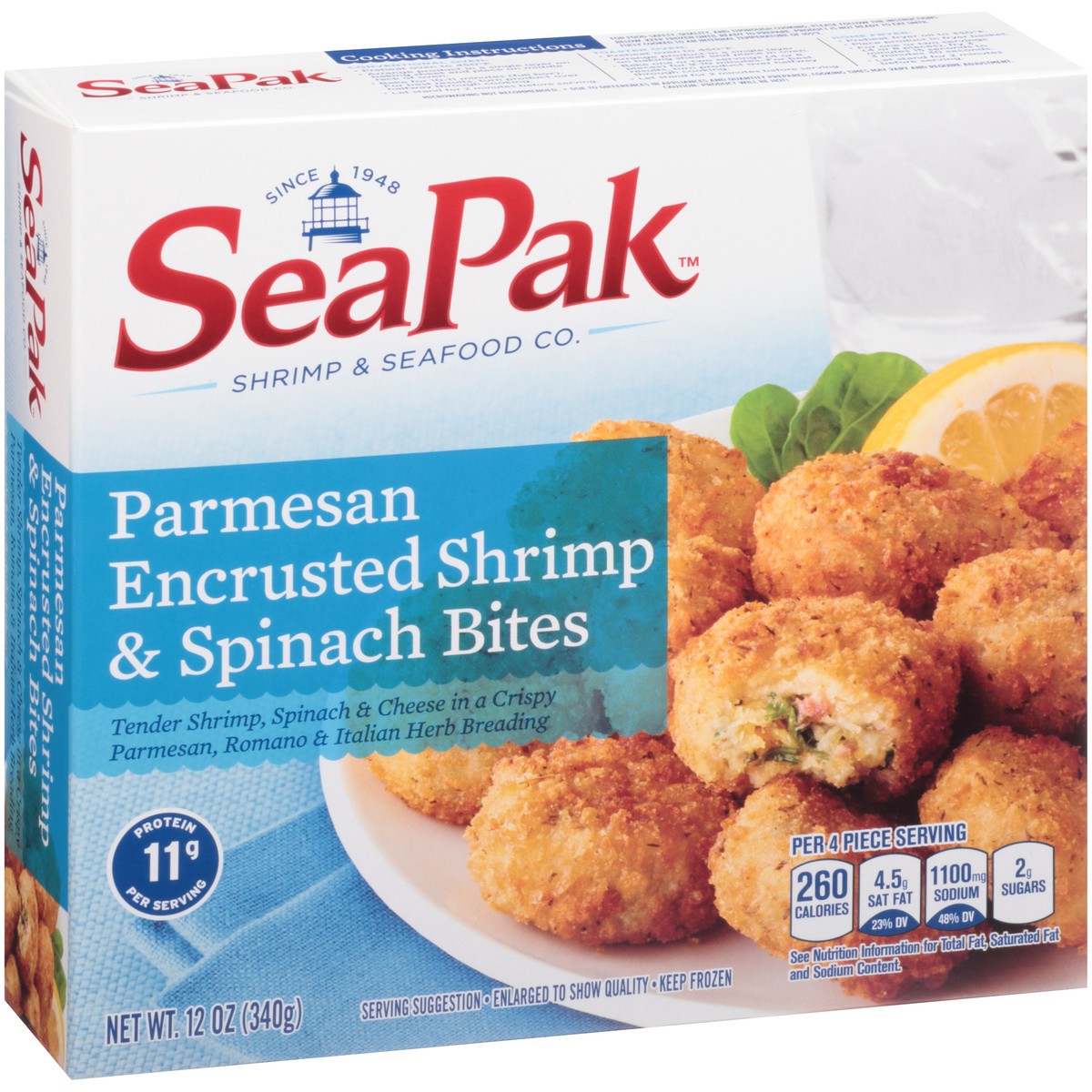 slide 5 of 14, SeaPak Parmesan Encrusted Shrimp & Spinach Bites 12 oz. Pack, 12 oz