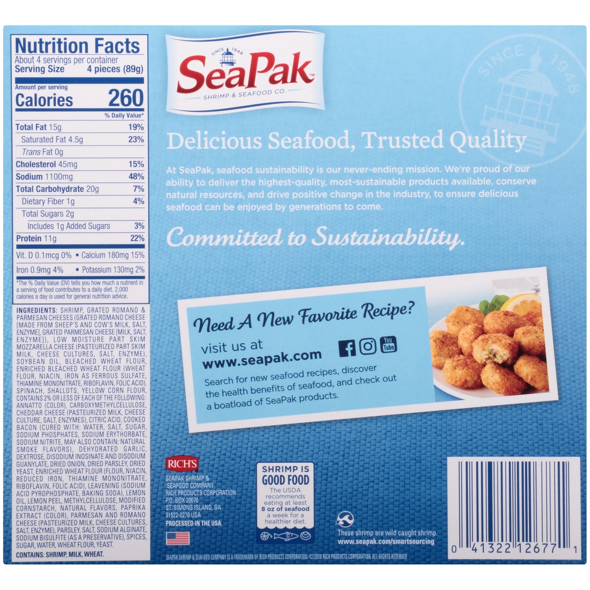 slide 9 of 14, SeaPak Parmesan Encrusted Shrimp & Spinach Bites 12 oz. Pack, 12 oz