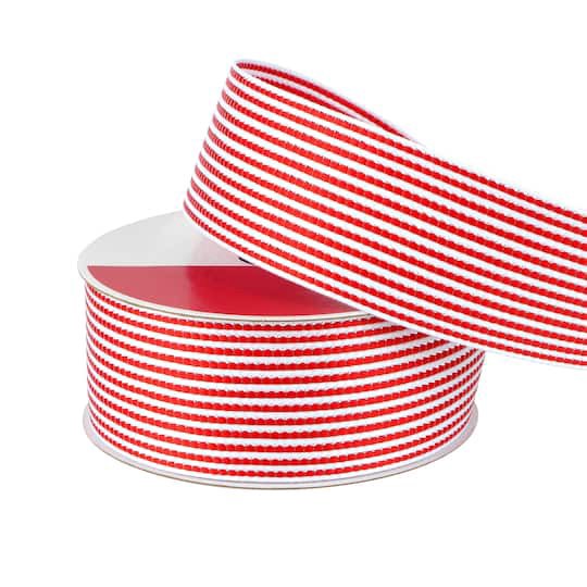 slide 1 of 3, 1.5" X 20ft. Red & White Vertical Stripes Ribbon By Celebrate It, 1.5 in x 20 ft