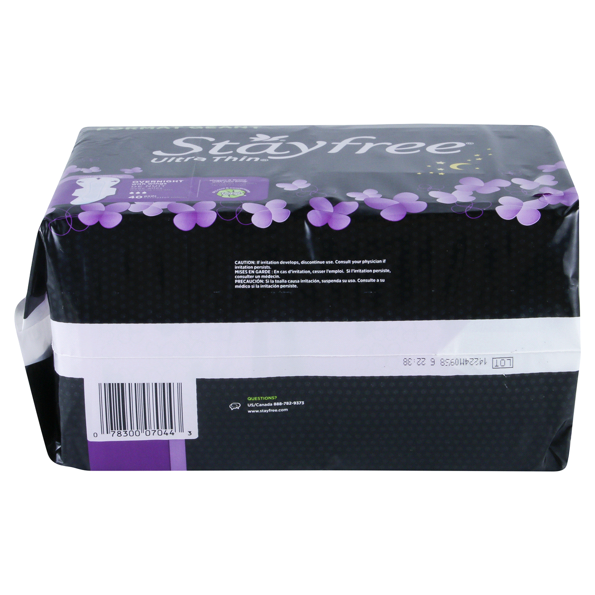 slide 2 of 5, Stayfree Ultra Thin Jumbo Pack Overnight Pads with Wings, 40 ct