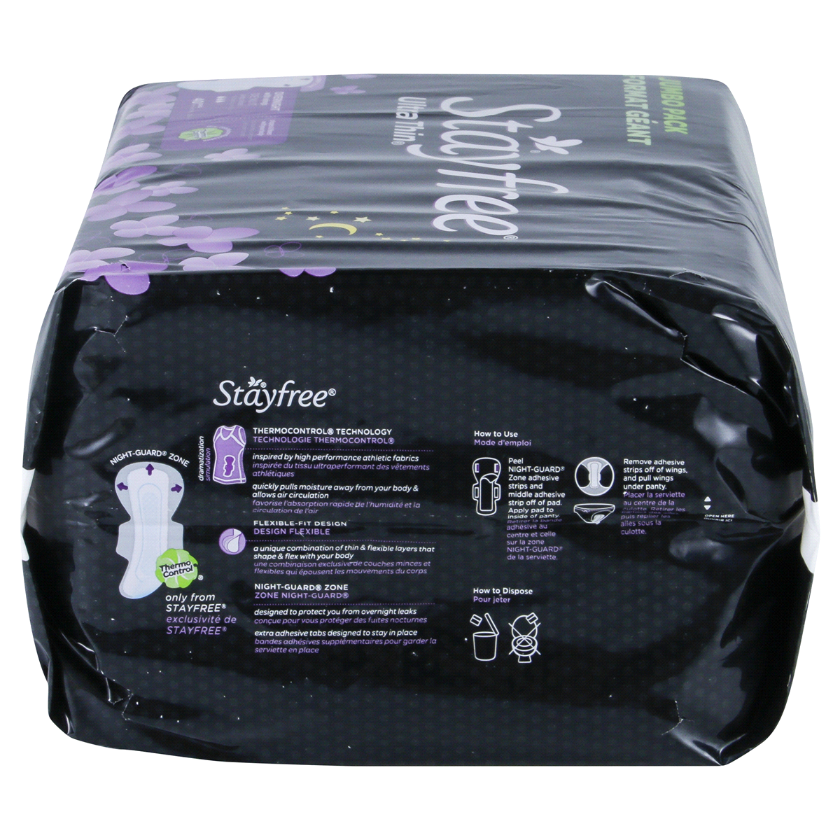 slide 5 of 5, Stayfree Ultra Thin Jumbo Pack Overnight Pads with Wings, 40 ct