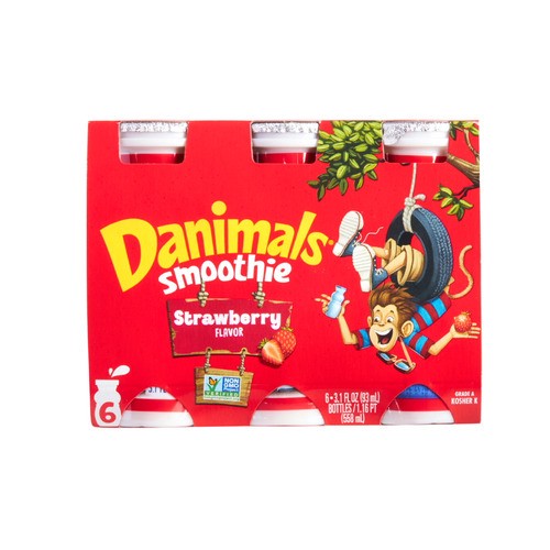 slide 1 of 1, Danimals® smoothie, strawberry, 6 ct; 3.1 fl oz