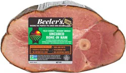 Beeler's Uncured Non-GMO Natural Bone-In Hickory Ham, 7-9 lbs